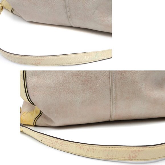 COACH Flagship Leather Ella Satchel Shoulder Bag Gold Parchment Cream Yellow - Picture 9 of 16